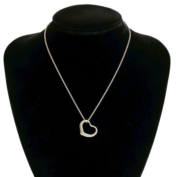 TIFFANY & Co. Tiffany Open Heart Necklace 925 Sterling Silver Chain Pendant...